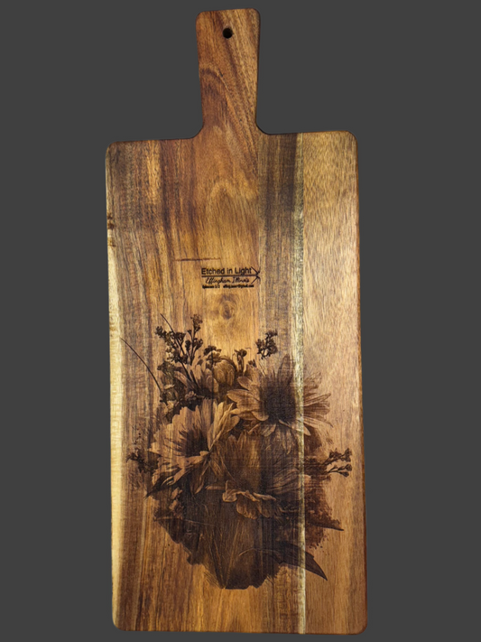 Large Cutting Board, Flowers #1 Custom